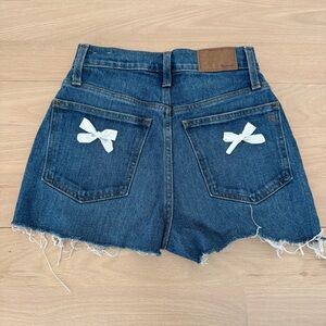 MADEWELL The Perfect Vintage Straight Jean Shorts with Bows Size 23